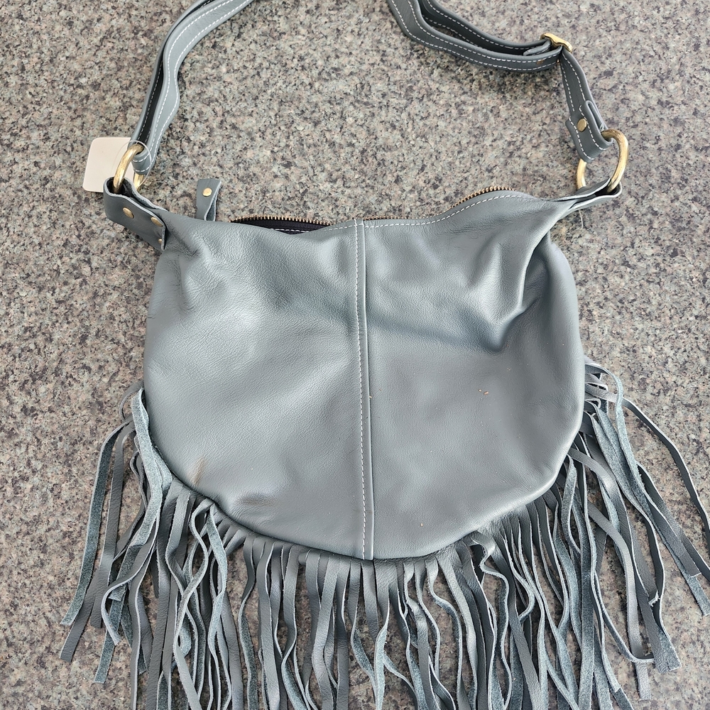 Stylish Sage Green Fringe Shoulder Bag